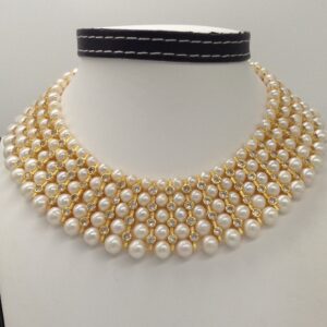 White Pearls and White CZ Patti 5 Layers Patta Set JPP1034