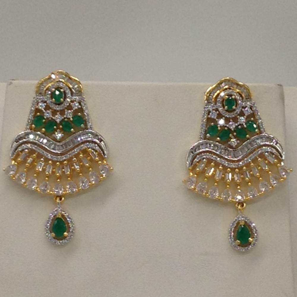 White,green cz ranihaar set with 5 lines flat pearls jps0484 - Image 3