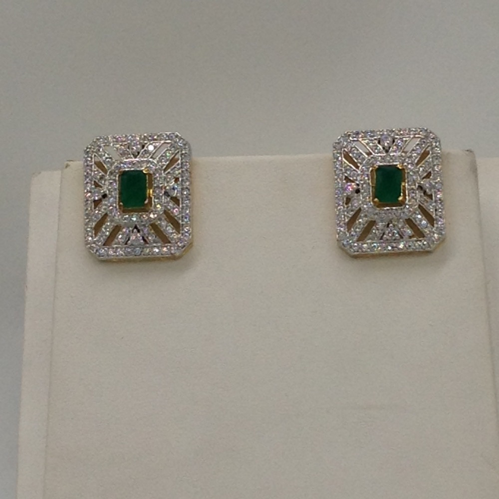 White and green cz brooch set with 5 lines flat pearls mala jps0472 - Image 4