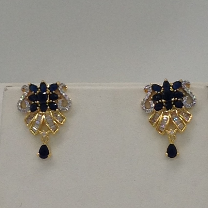 White,blue cz ranihaar set with 3 lines flat pearls jps0449 - Image 3