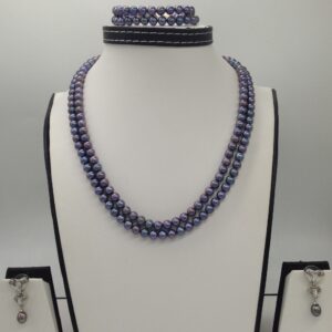 Freshwater Grey Round 2 Lines Pearls Full Set JPP1019