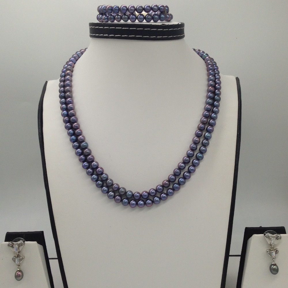 Freshwater Grey Round 2 Lines Pearls Full Set JPP1019