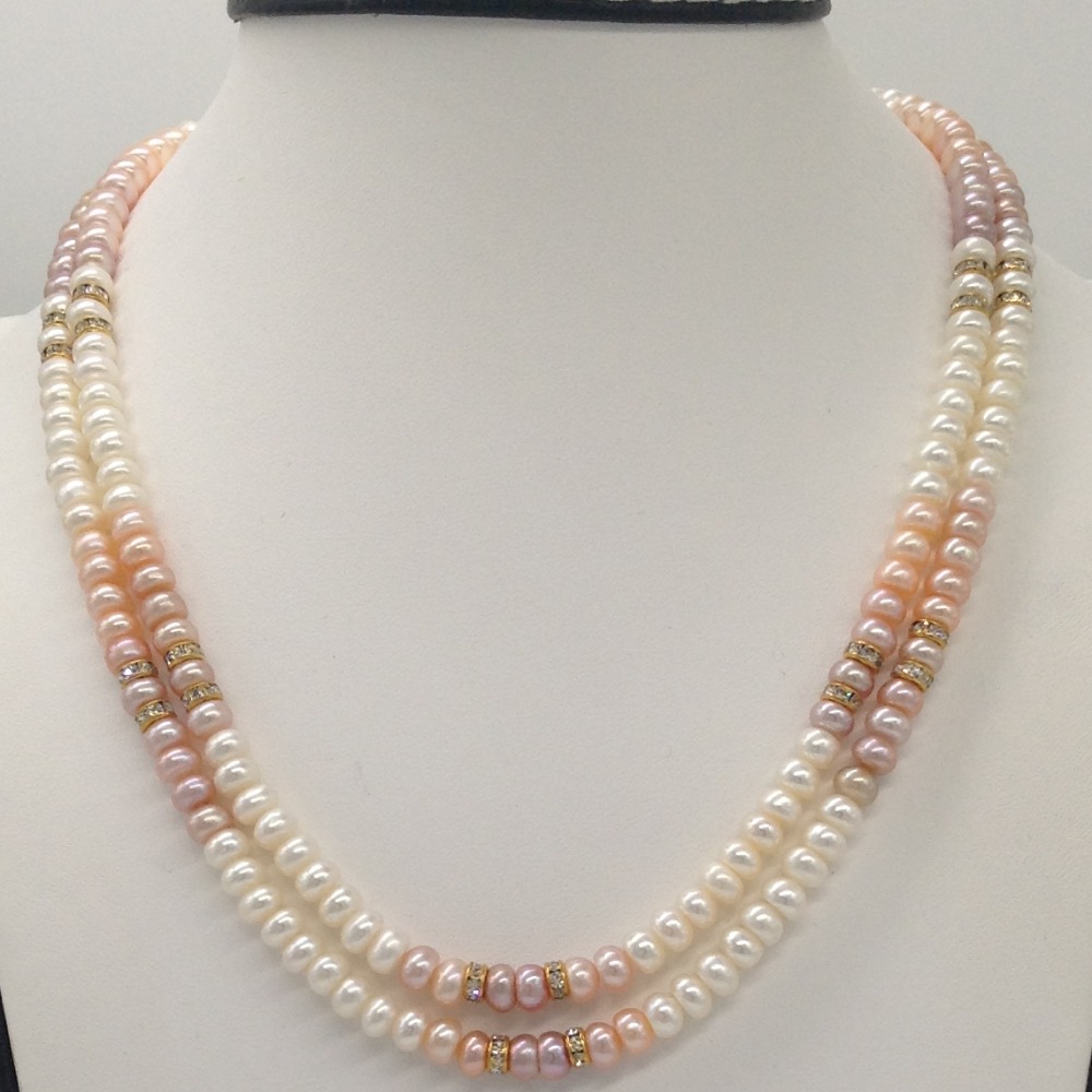 Freshwater Multicolour Flat Shaded 2 Lines Pearls Full Set JPP1016