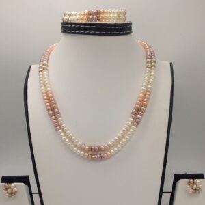 Freshwater Multicolour Flat Shaded 2 Lines Pearls Full Set JPP1016