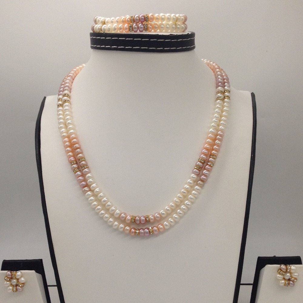 Freshwater Multicolour Flat Shaded 2 Lines Pearls Full Set JPP1016