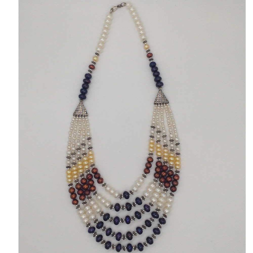 Freshwater Multicolour Flat 5 Lines Pearls Combination set JPP1018