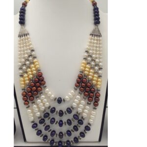 Freshwater Multicolour Flat 5 Lines Pearls Combination set JPP1018