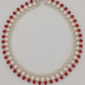 Freshwater White Oval Pearls and Corals "U" Jaali set JPP1031