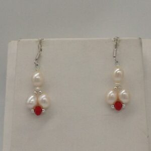 Freshwater White Oval Pearls and Corals "U" Jaali set JPP1031