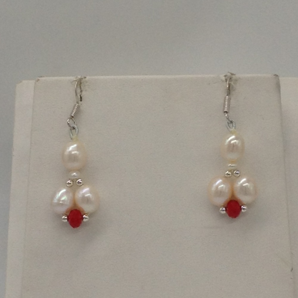 Freshwater White Oval Pearls and Corals "U" Jaali set JPP1031
