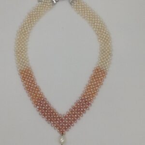 Multicolour Shaded Seed Pearls "V" Jaali Necklace Set JPP1028