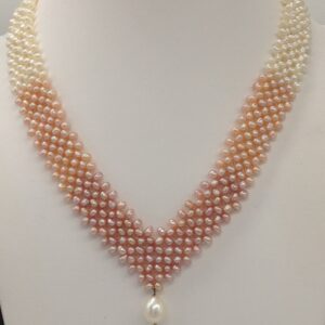 Multicolour Shaded Seed Pearls "V" Jaali Necklace Set JPP1028