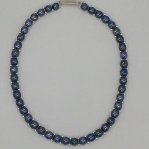 Freshwater Black Button Pearls 1 Lines Necklace set JPP1025
