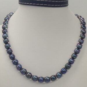 Freshwater Black Button Pearls 1 Lines Necklace set JPP1025