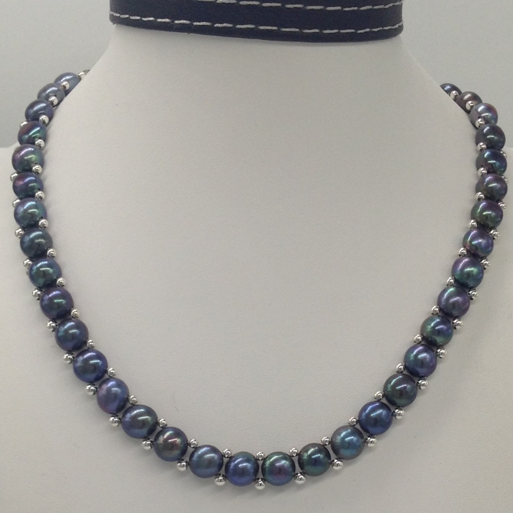 Freshwater Black Button Pearls 1 Lines Necklace set JPP1025