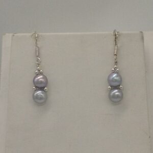 Freshwater Grey Button Pearls 1 Lines Necklace set JPP1026