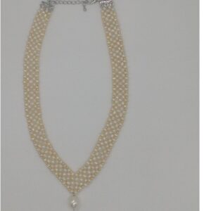 Freshwater white seed pearls "v" jaali necklace set jpp1027
