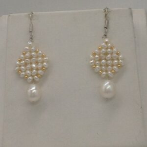 Freshwater white seed pearls "v" jaali necklace set jpp1027