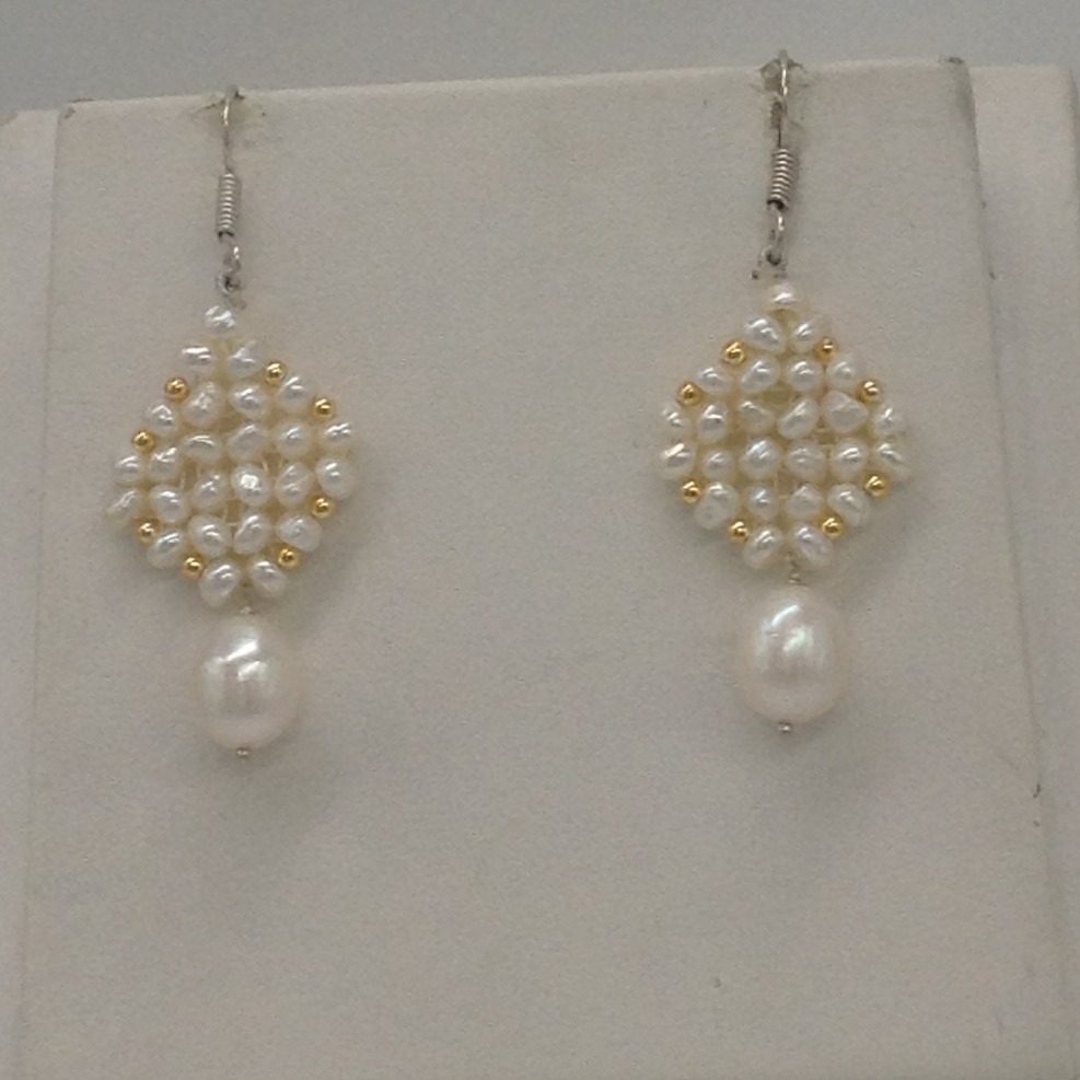 Freshwater white seed pearls "v" jaali necklace set jpp1027