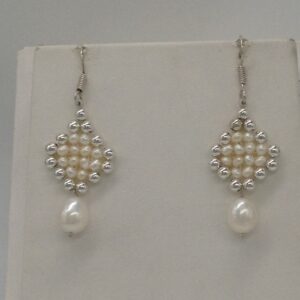 Freshwater white seed pearls "v" jaali necklace set jpp1029