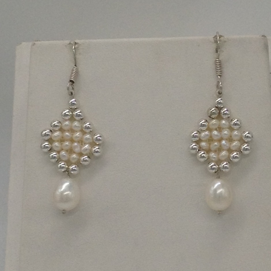 Freshwater white seed pearls "v" jaali necklace set jpp1029