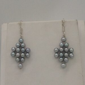 Freshwater grey round pearls "v" jaali necklace set jpp1030