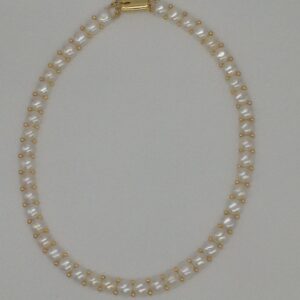 Freshwater White Button Pearls 1 Lines Necklace Set JPP1021