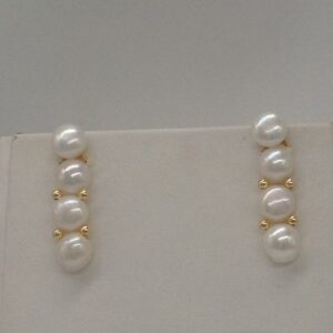 Freshwater White Button Pearls 1 Lines Necklace Set JPP1021
