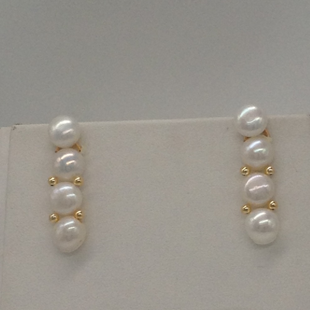 Freshwater White Button Pearls 1 Lines Necklace Set JPP1021