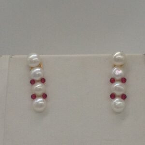 White Pearls and Red Crystals 1 Lines Necklace Set JPP1024