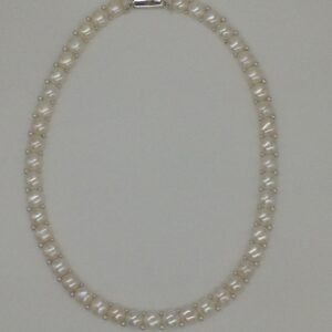 Freshwater white button pearls 1 lines necklace set jpp1020