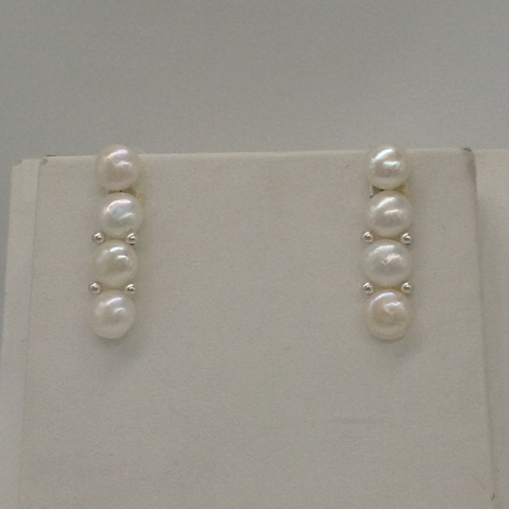 Freshwater white button pearls 1 lines necklace set jpp1020