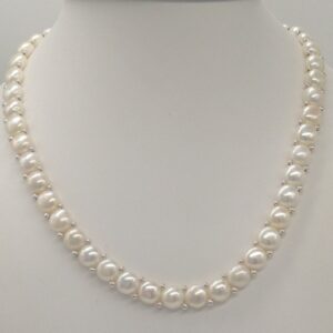 Freshwater white button pearls 1 lines necklace set jpp1020