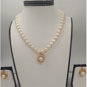White cz and pearls pendent set with 1 line button mala jps0403