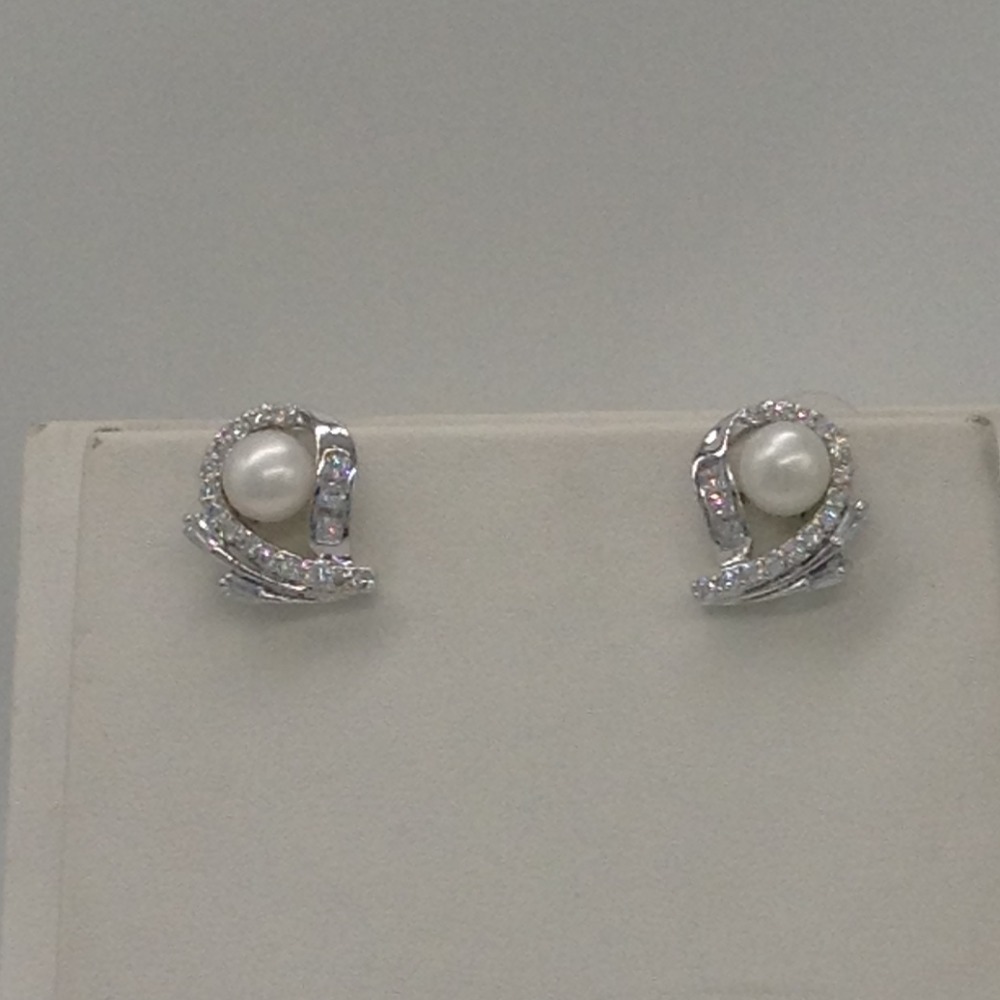 White cz and pearls pendent set with 1 line button mala jps0414 - Image 3