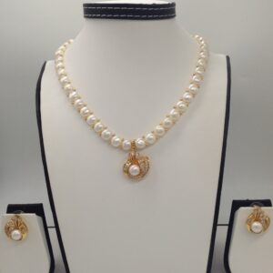 White cz and pearls pendent set with 1 line button mala jps0402