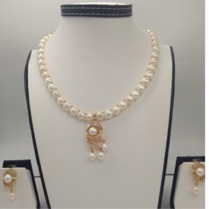 White cz and pearls pendent set with 1 line button mala jps0397