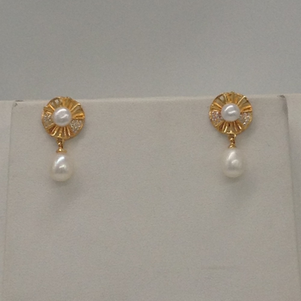 White cz pendent set with 2 line button pearls jps0381 - Image 3
