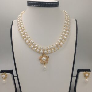 White cz pendent set with 2 line button pearls jps0379