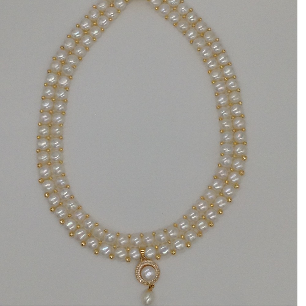 White cz pendent set with 2 line button pearls jps0380 - Image 4
