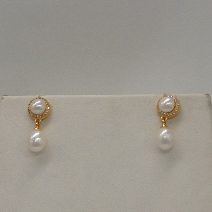 White cz pendent set with 2 line button pearls jps0380 - Image 3