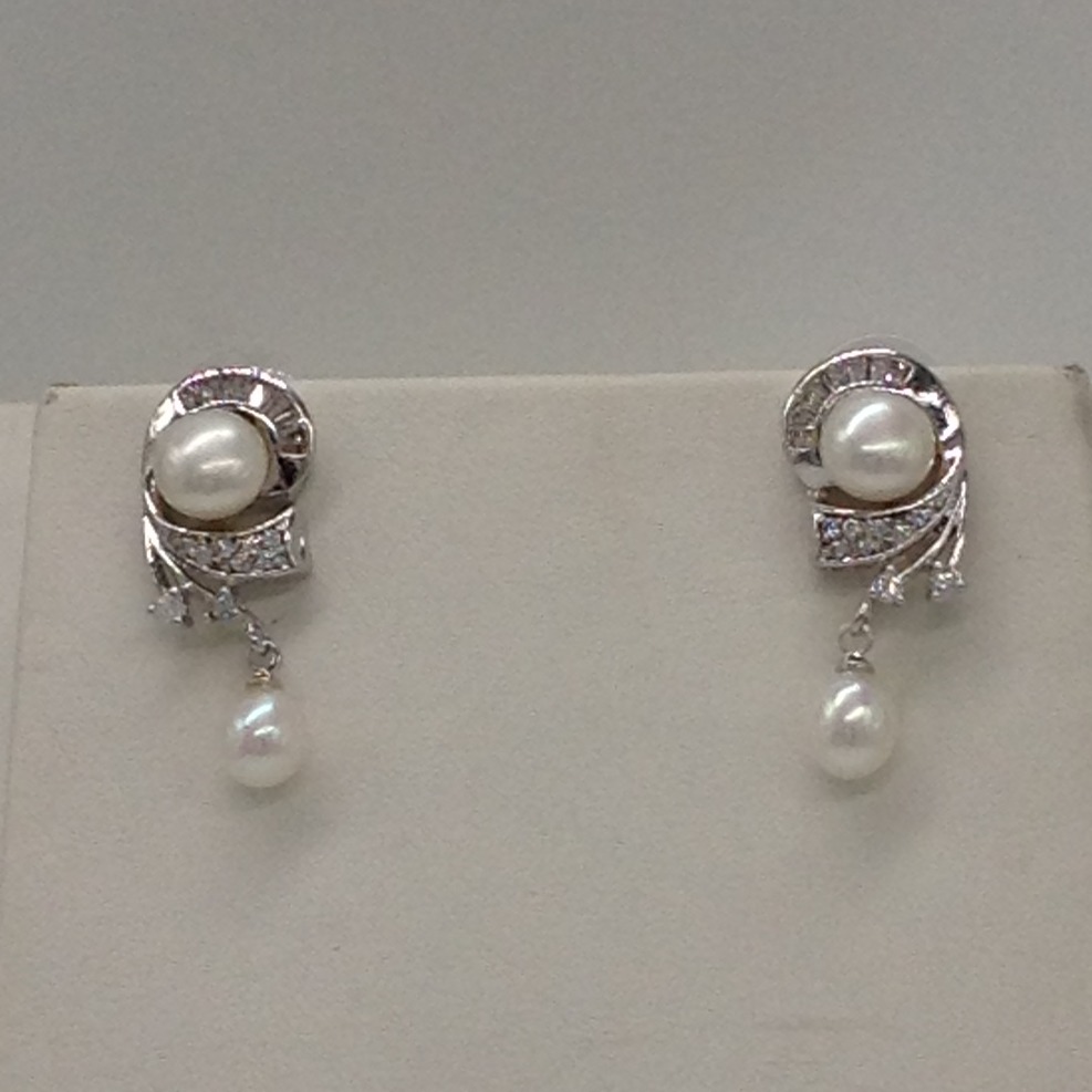 White cz and pearls pendent set with 1 line button mala jps0407 - Image 3