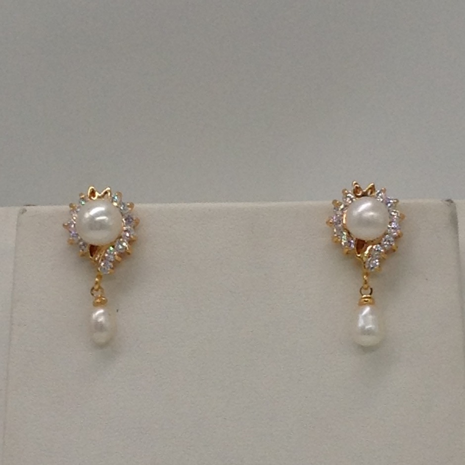 White cz and pearls pendent set with 1 line button mala jps0404 - Image 3