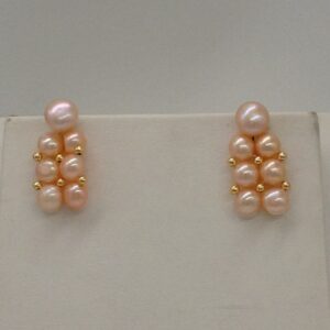 Freshwater Orange Button Pearls 2 Lines Necklace Set JPP1013