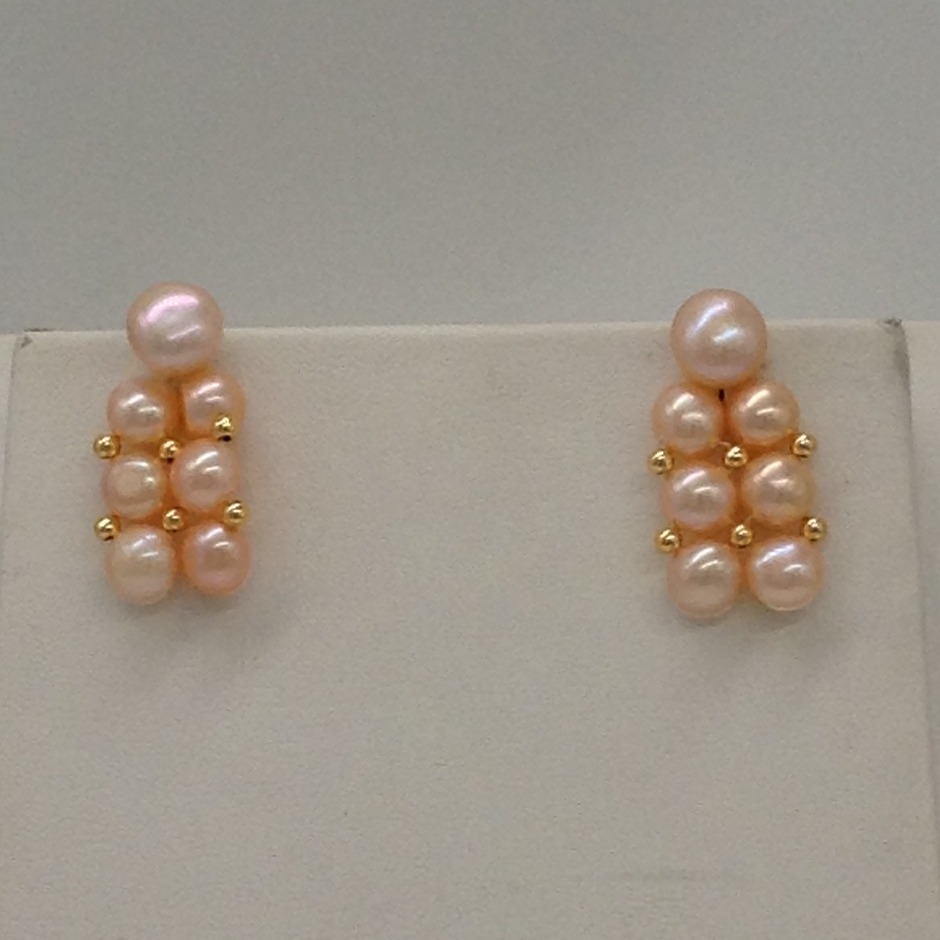 Freshwater Orange Button Pearls 2 Lines Necklace Set JPP1013