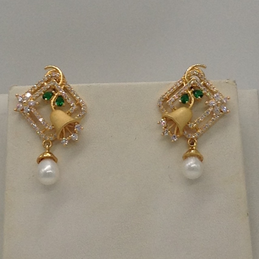 White, green cz pendent set with 1 line button pearls jps0415 - Image 3