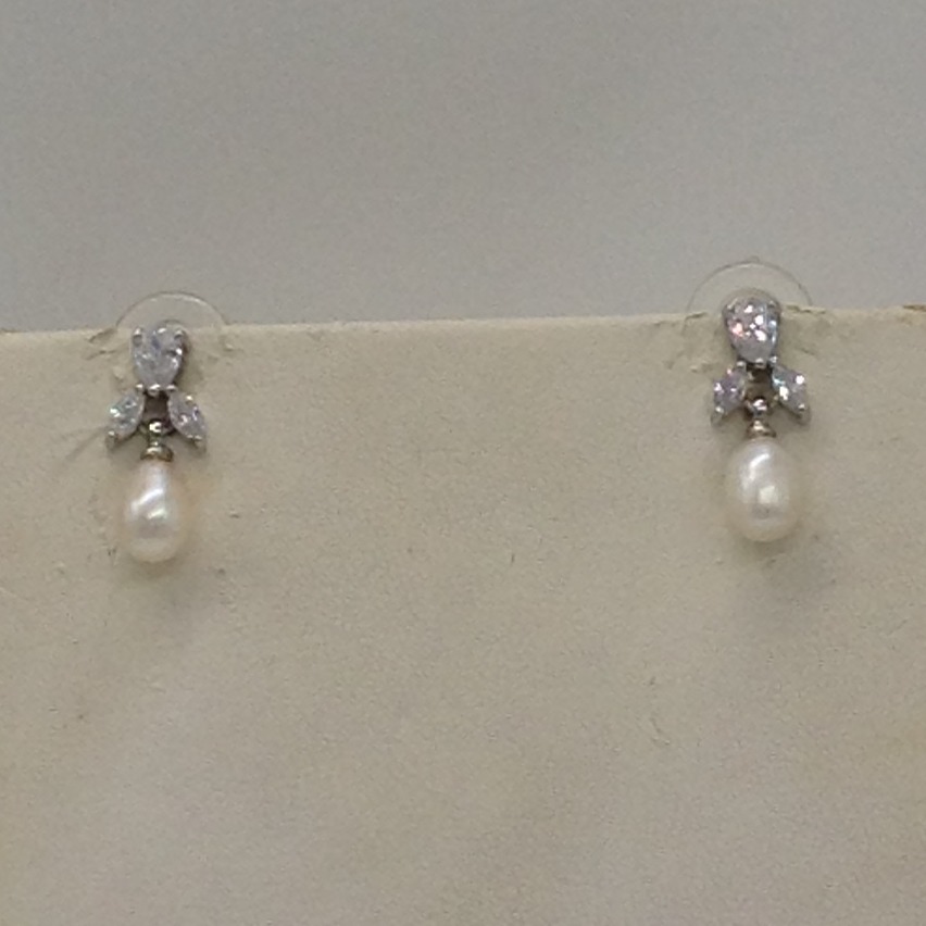 White cz and pearls pendent set with 1 line button mala jps0405 - Image 3