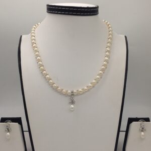 White cz and pearls pendent set with 1 line button mala jps0405