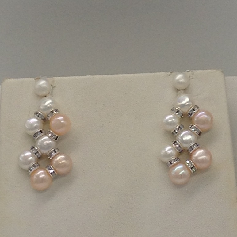 Freshwater Multi Colour Button Pearls ZigZag Necklace Set JPP1012