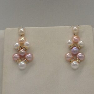 Freshwater Multi Colour Button Pearls ZigZag Necklace Set JPP1011
